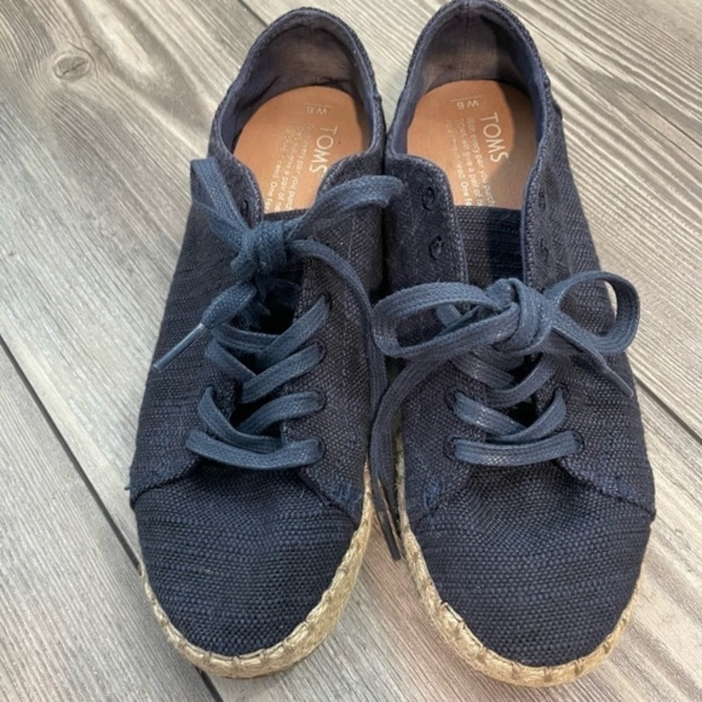 TOMS Lena Shoes Lace-up Canvas Espadrilles Women’s Size 6